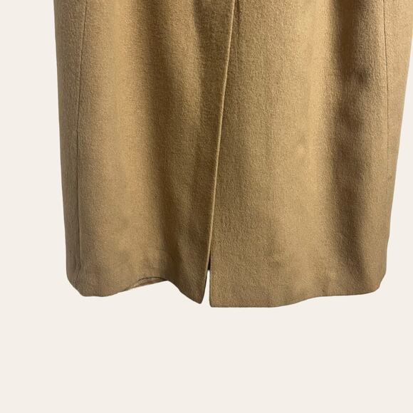 Fleurette Tan Camel Hair Double Breasted Overcoat Size Medium - Picture 12 of 14